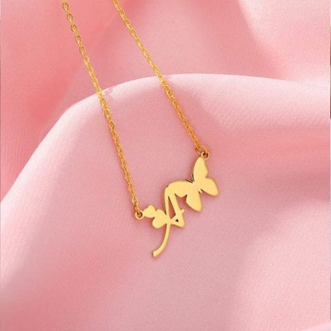 Beautiful Butterfly alphabet Name Necklace