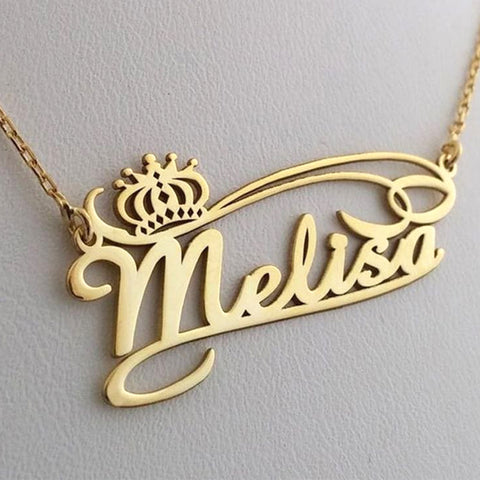 Name Pendant Stainless Steel Crown Necklace