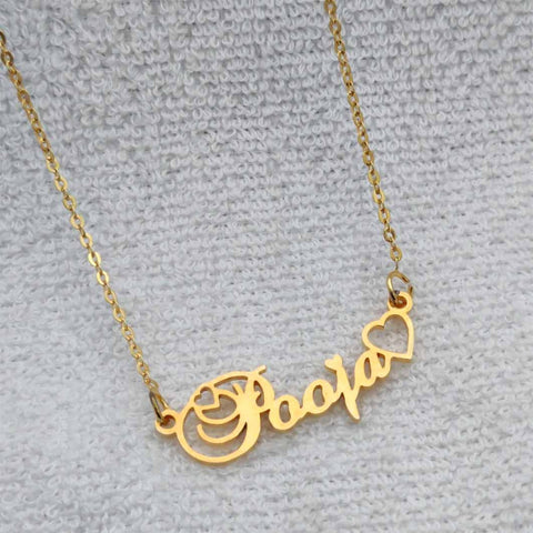 Diffident Font With Heart Name Necklace