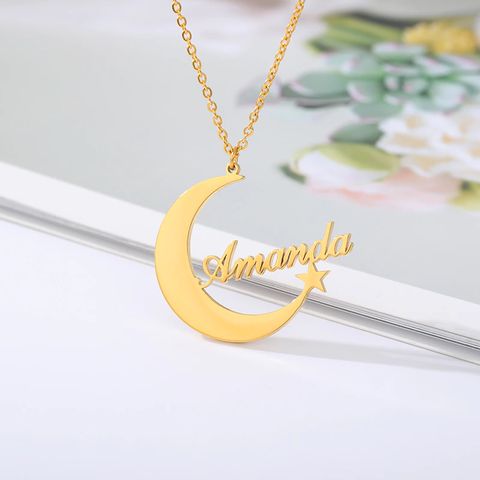 Moon and Star Name Pendant - Lavstra