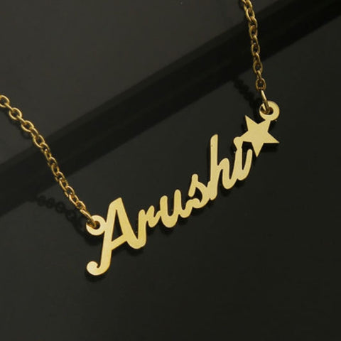 Star Pattern Plated Name Necklace