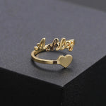 Adjustable Heart Name Ring