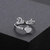 Adjustable Heart Name Ring
