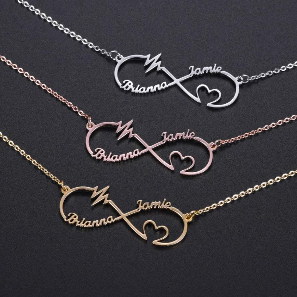 Infinity Heartbeat Name Pendant - Lavstra