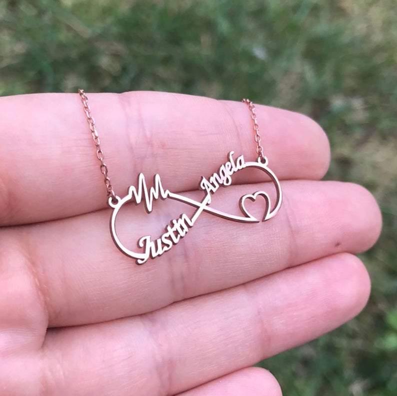 Infinity Heartbeat Name Pendant - Lavstra