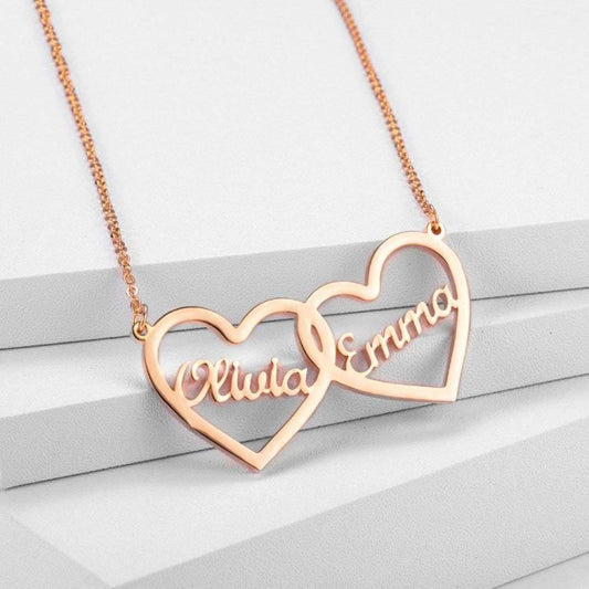 Couple Two Big Heart Name Pendant - Lavstra