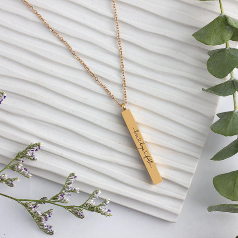 IBB Personalised 9ct White Gold Vertical Bar Pendant Necklace at John Lewis  & Partners