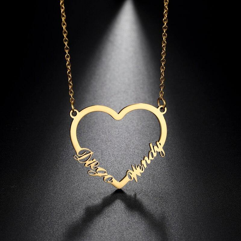 Couple Big Heart Name Pendant - Lavstra