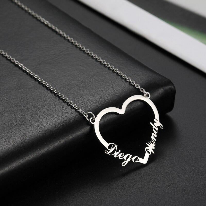 Couple Big Heart Name Pendant - Lavstra