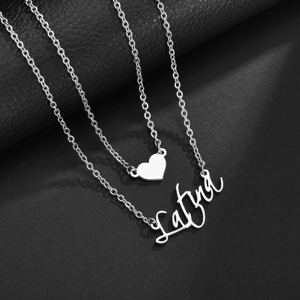 Double Chain Heart Name Pendant - Lavstra