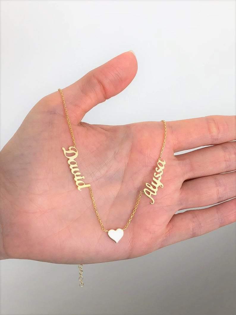 Couple Two Name Heart Name Pendant - Lavstra