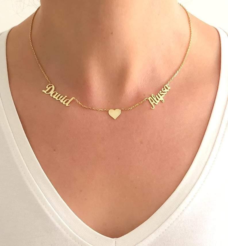 Couple Two Name Heart Name Pendant - Lavstra