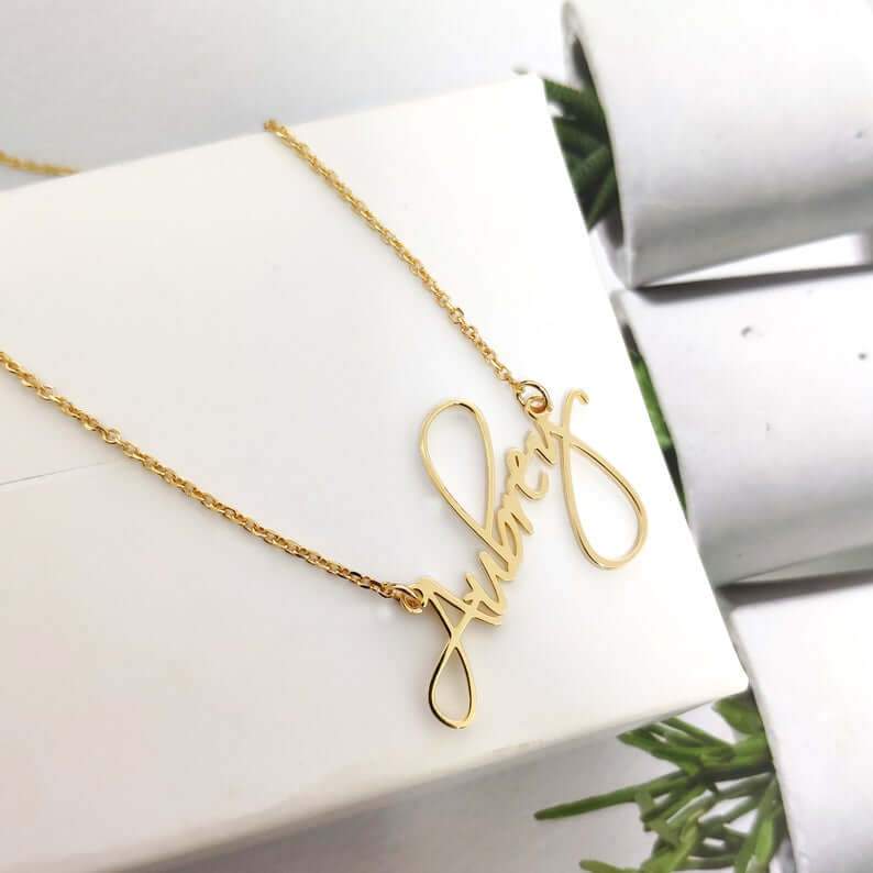 Curlicue Plated Name Necklace